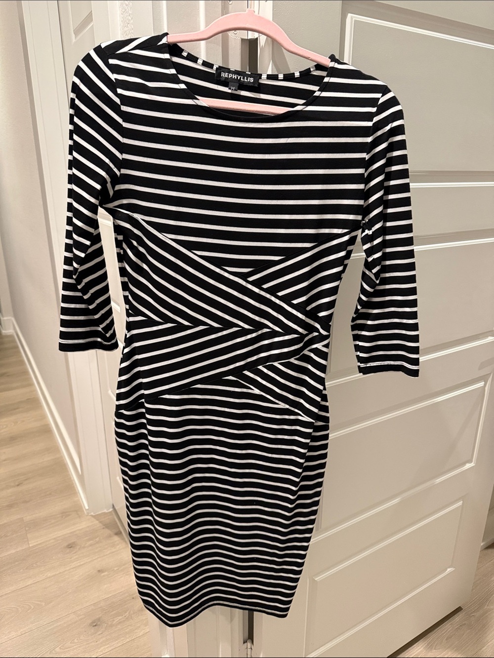 Rephyllis Black and White Striped Mini Dress